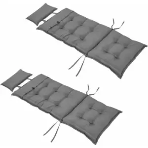 Image of Outsunny - 2 Pieces Patio Chair Cushion Set, High Back Seat Pads with Pillow, Grey - Dark Grey