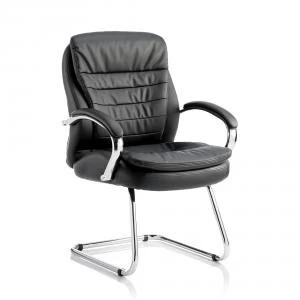 Image of Trexus Rocky Cantilever Chair High Back With Arms Leather Black Ref