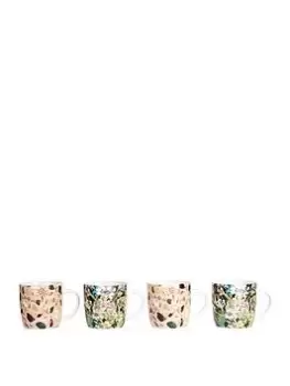 Image of Kitchencraft Terrazzo Floral Set Of 4 Barrel Mugs