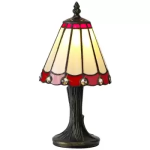 Image of Luminosa Lighting - Tiffany Table Lamp, 1 x E14, Red, Clear Crystal Shade
