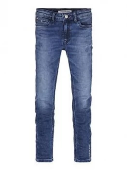 Image of Calvin Klein Jeans Girls Skinny Mid Rise Jean - Blue, Size Age: 16 Years, Women