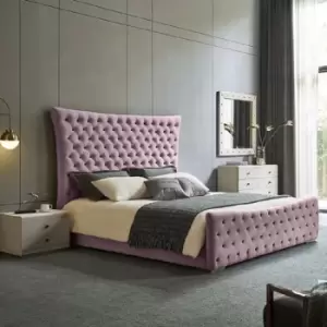 Image of Plexa Upholstered Beds - Plush Velvet, Small Double Size Frame, Pink - Pink
