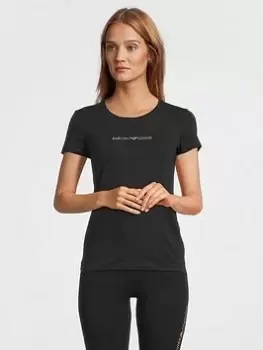 Image of Emporio Armani Bodywear Diamante Detail Lounge T Shirt - Black, Size XS, Women