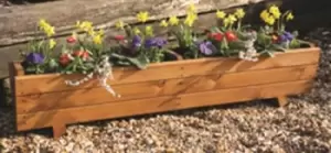 Image of Tom Chambers Hand Made 87cm x 28cm Traditional Rustic Wooden Large Garden Trough Flower Bed Planter