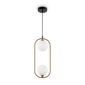 Image of Modern Ring 2 Light Brass Pendant Ceiling Light
