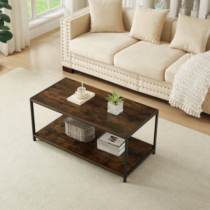 Image of House of Home Coffee Table Rustic Brown Living Room Table Brown unisex 100x50x45