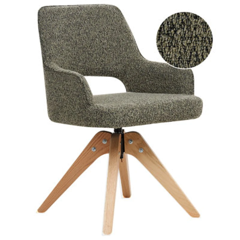 Image of Beliani Dining Chair Swivel Moravia Boucle Green