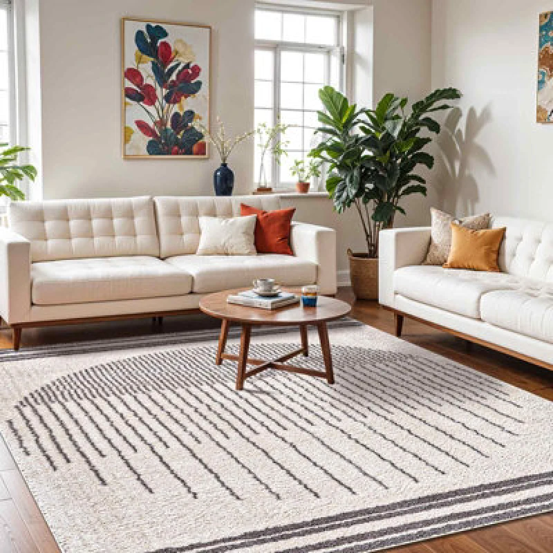 Image of Livabliss Machine Washable Global Shaggy Charcoal Enso3 Area Rug 160 X 213cm - Easy Care, Non Shedding, Ideal For Living Room & Bedroom