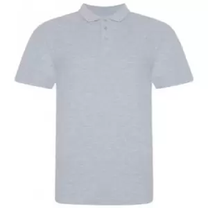 Image of Awdis Mens Piqu Cotton Short-Sleeved Polo Shirt (L) (Grey Heather)