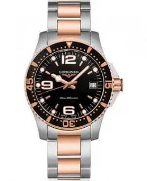 Image of Longines HydroConquest Quartz Black Dial Stainless Steel and Rose Gold Womens Watch L3.340.3.58.7 L3.340.3.58.7