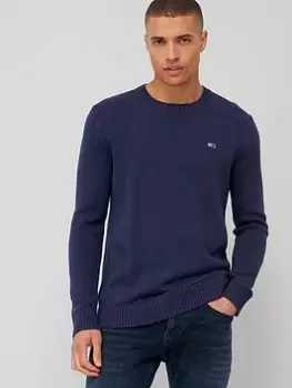 Image of Tommy Jeans Tjm Essential Crew Neck Sweater, Navy Size M Men