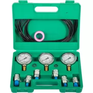 Image of VEVOR Hydraulic Pressure Test Kit 25/40/60Mpa 8600PSI Hydraulic Pressure Tester Test Kit 3 Pressure Gauge 3 Test Hose 6 Couplings for Excavator Machin