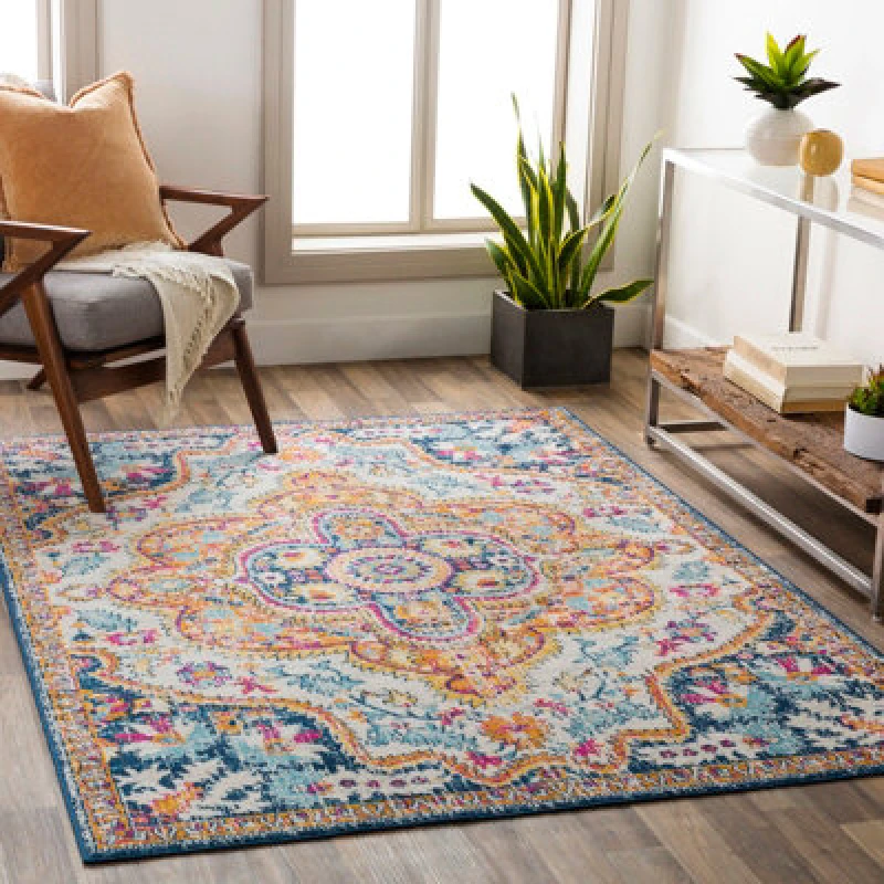 Image of Livabliss Vintage Oriental Boho Navy Willow Area Rug 160 X 215cm - Easy Care, Non Shedding, Ideal For Living Room & Bedroom