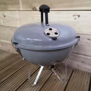 Image of Koopman - 37cm Portable Grey Enamel Vented Kettle BBQ with Lid Ideal for Garden or Camping