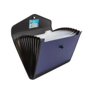 Image of Original Concord 13 Part Foolscap Polypropylene Expanding Organiser File BlueBlack