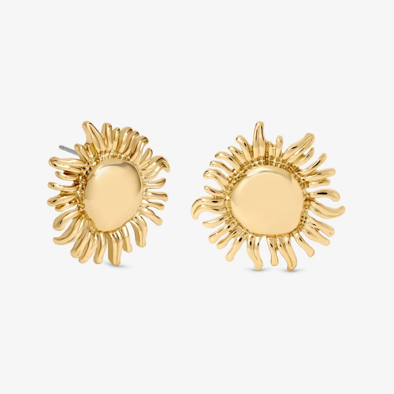 Image of Mood Gold Plated Sun Stud Earrings Gold female One Size