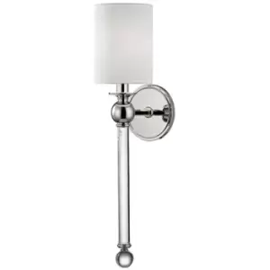 Image of Gordon 1 Light Wall Sconce Polished Nickel, Silk
