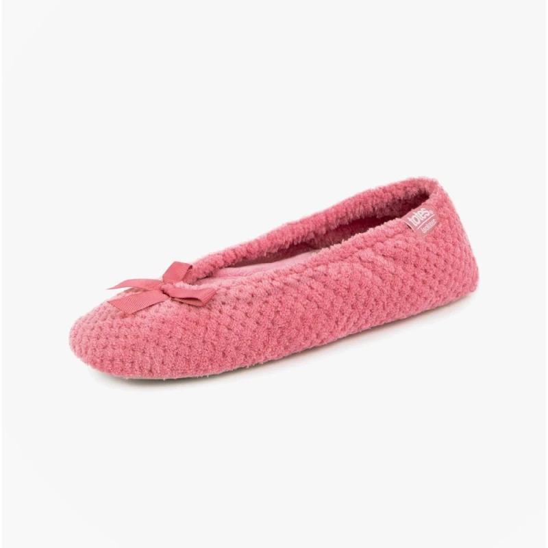 Image of Totes Isotoner Womens Popcorn Ballet Slip On Low Top Slippers in Pink Size: 4-5 Pink Female 4-5