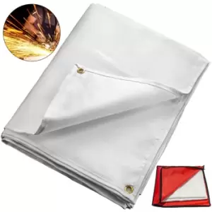 Image of Welding Blanket Fiberglass Blanket Heavy-Duty Fire Retardant Blanket for Easy Hanging and Protection from Sparks & Splatters (8'X10', White) - Vevor