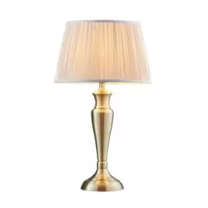 Image of Table Lamp Antique Brass & Dusky Pink Silk 60W E27 Base & Shade e10526