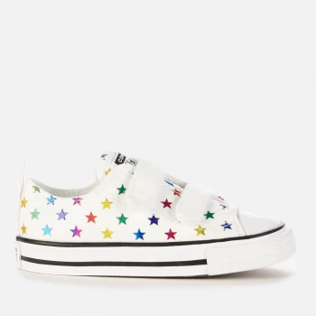 Image of Converse Toddlers Chuck Taylor All Star Velcro Archive Foil Star Print Ox Trainers - Foil Star - UK 6 Toddler