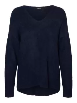 Image of VERO MODA V-neck Knitted Pullover Women Blue