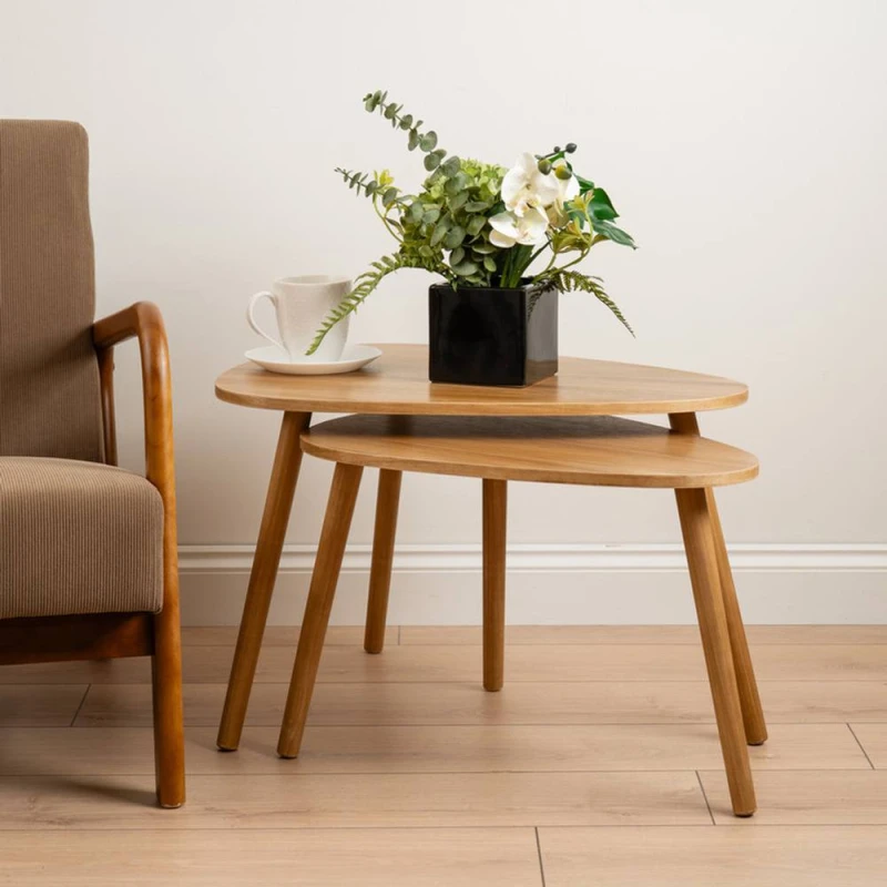 Image of Scottish Everlastings Ltd Set of 2 Wooden Oval Tables in Natural Natural Unisex