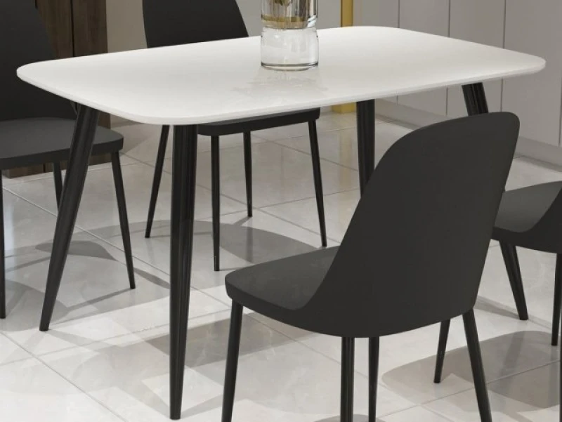 Image of Core Products Aspen Rectangular Dining Table With Black Tapered Legs White