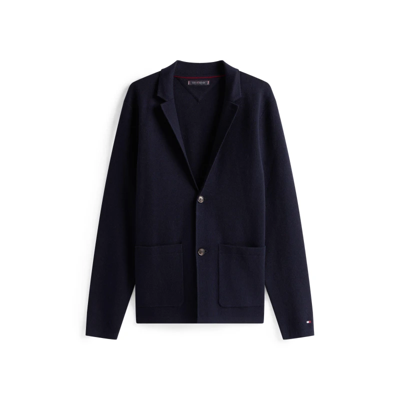 Image of Tommy Hilfiger Mens Knitted Button-Through Slim Fit Cardigan Desert Sky DW5 male M