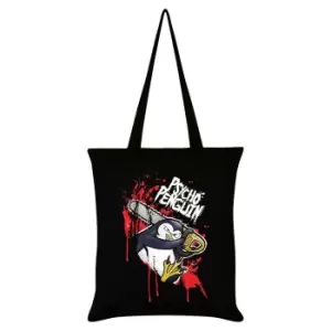 Image of Psycho Penguin Chainsaw Tote Bag (One Size) (Black)