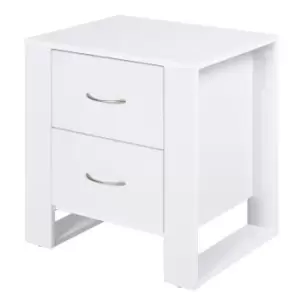Image of Homcom 2 Drawer Modern Boxy Bedside Table With Handles Elevated Base White