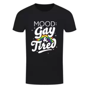 Image of Grindstore Mens Mood: Gay & Tired T-Shirt (S) (Black/White)