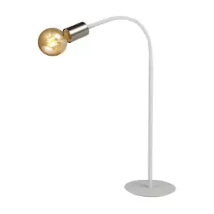 Image of Luminosa Lighting - Flexible Table Lamp, 1 Light E27 Satin White, Satin Nickel