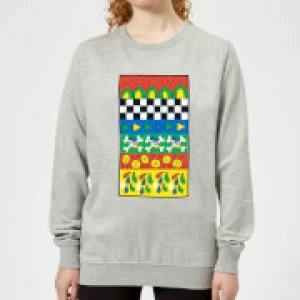 Image of Donald Duck Vintage Pattern Womens Sweatshirt - Grey - M