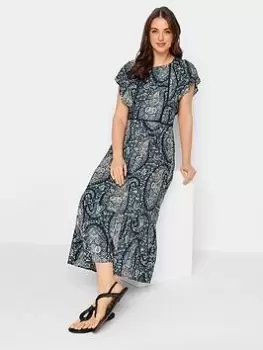 Image of Long Tall Sally Paisley Print Maxi Dress - Navy , Black, Size 24, Women