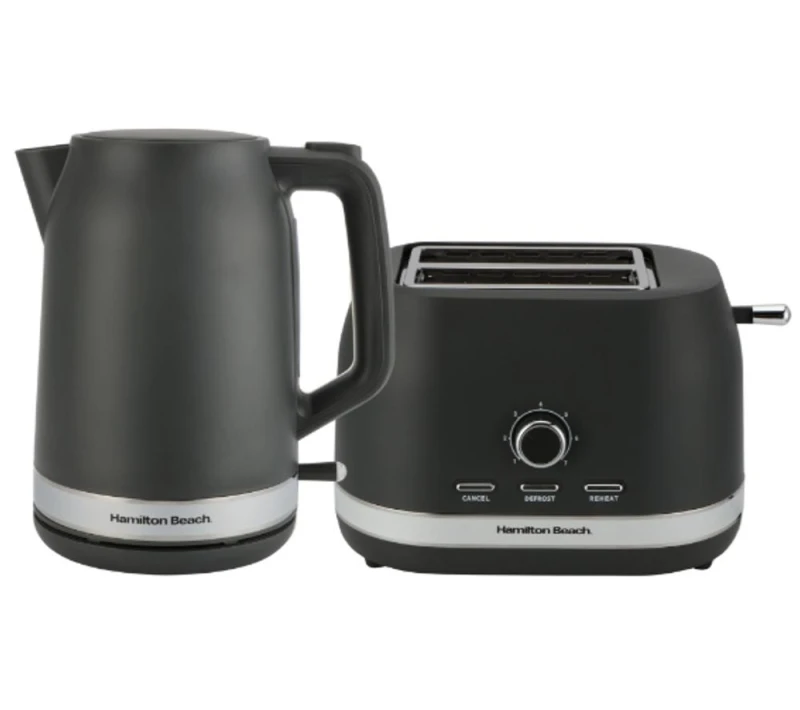 Image of HAMILTON BEACH Ella Breakfast Jug Kettle & 2-Slice Toaster Bundle - Charcoal, Black 5060916372009