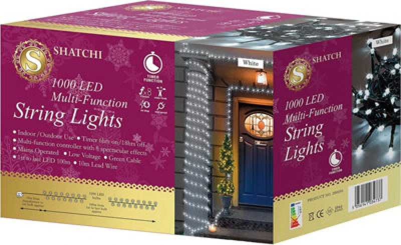 Image of Shatchi 1000LEDs Multifunction Timer String Fairy Lights 100M Indoor/Outdoor Decorations White