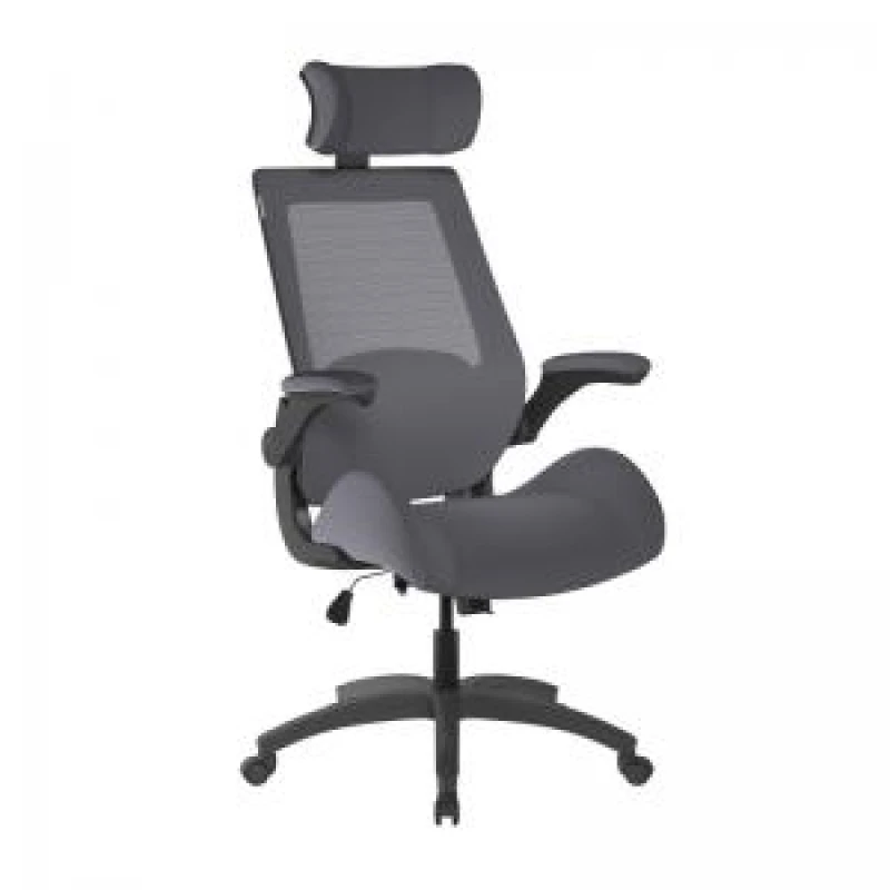 Image of Resolute Bariatric Office Operator Mesh Chair with Folding Arms - Grey