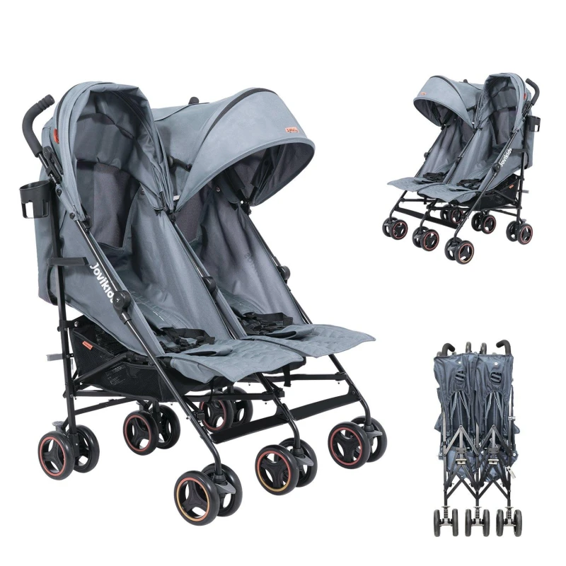 Image of JoviKids Jovi Kids Ezra Twin Stroller - Grey Pushchairs Single Grey 70798702010