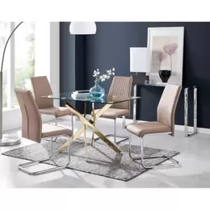 Image of Furniture Box Leonardo 4 Gold Dining Table and 4 Cappuccino Lorenzo Chairs