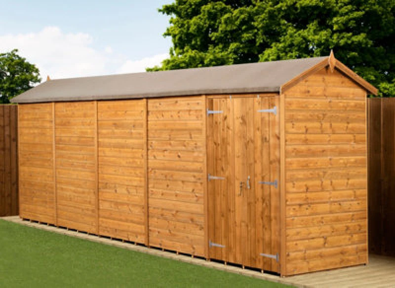 Image of Empire Sheds Empire Modular Apex 4X20 Dipped Treated Tongue And Groove Wooden Garden Shed Double Door (4' X 20' / 4ft X 20ft) (4X20)