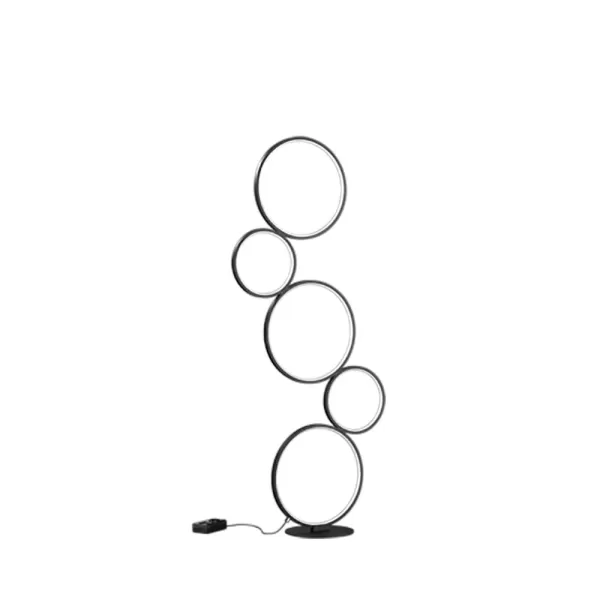 Image of Rondo Modern LED Integrated Floor Lamp Black Matt 3000K with Footswitch