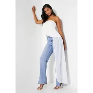 Image of I Saw It First Sequin Drape Woven Boned Corset Top - White