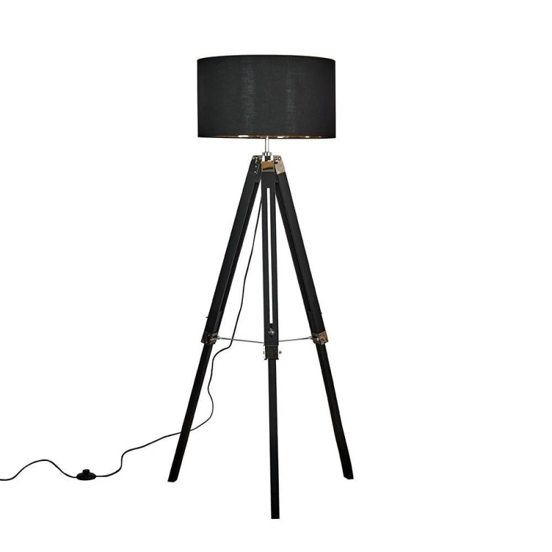 Image of ValueLights Tripod Black Floor Lamp Black