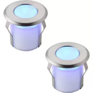 Image of 2 PACK Recessed Decking IP67 Guide Light - 0.8W Blue LED - Stainless Steel
