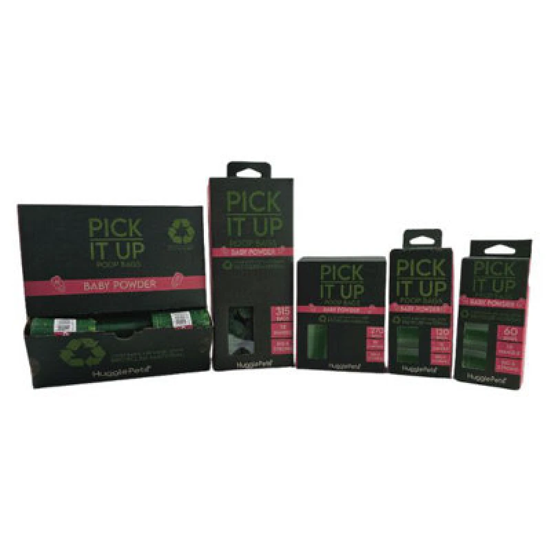 Image of HugglePets Pick It Up Baby Powder Dog Poop Bags - 4 Rolls (60pk) Green unisex