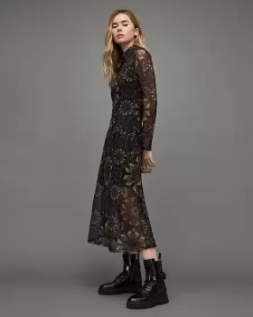 Image of AllSaints Hanna Gloria Midi Dress