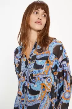 Image of Paisley Pocket Front Chiffon Shirt