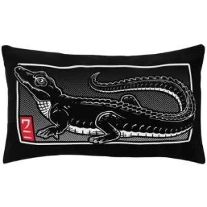 Image of Unorthodox Collective Oriental Crocodile Filled Cushion (One Size) (Black) - Black