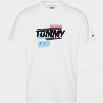 Image of Tommy Jeans Mens Faded Colour Graphic T-Shirt - White - M